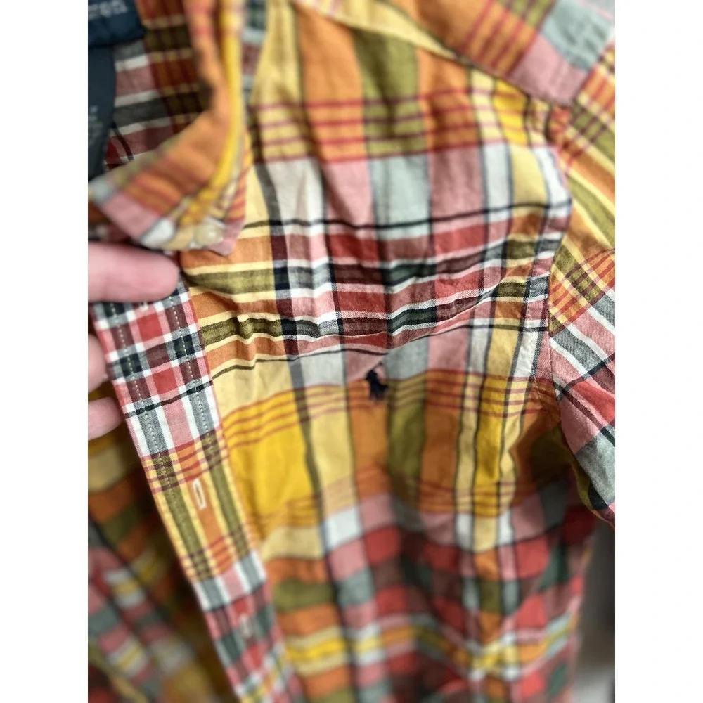 Boys Ralph Lauren blue yellow Plaid  long sleeve Button Up‎ size 7